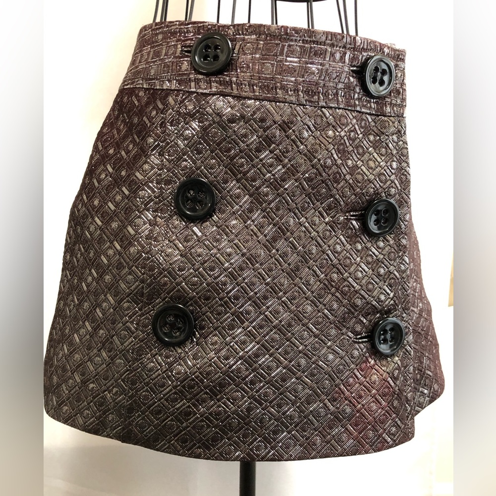 Express metallic wrap around skirt.